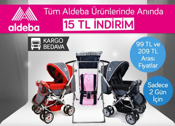 Aldeba Ürünlerinde Anında 15 TL İndirim