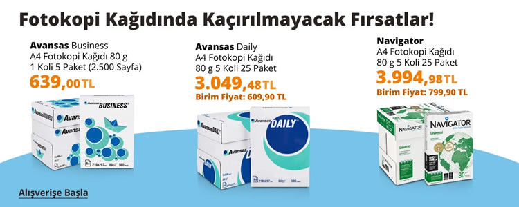 Avansas - Fotokopi Kağıtlarında Kaçırılmayacak Fırsatlar
