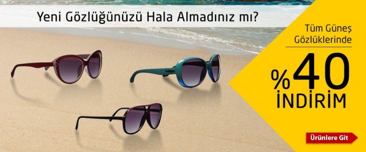 Güneş Gözlüklerinde %40 İndirim