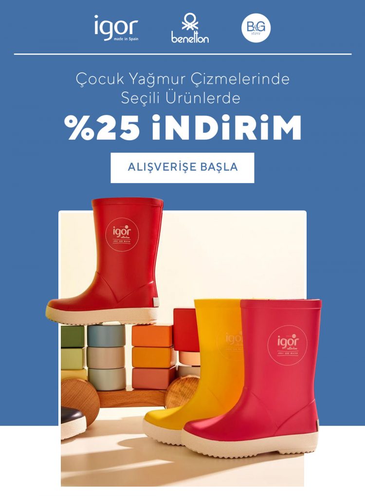 Boyner'de Çocuk Yağmur Çizmelerinde Net %25 İndirim!