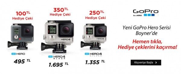 En Ucuz GoPro Hero Fiyatları ve 350 TL Boyner Hediye Çeki