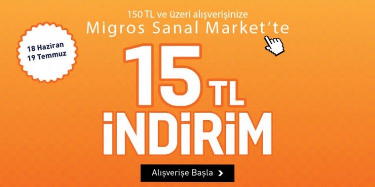 YKM Alışverişiniz Migros'ta 15 TL İndirim Kazandırıyor