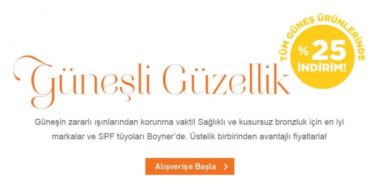 Tüm Güneş Ürünlerinde %25 İndirim