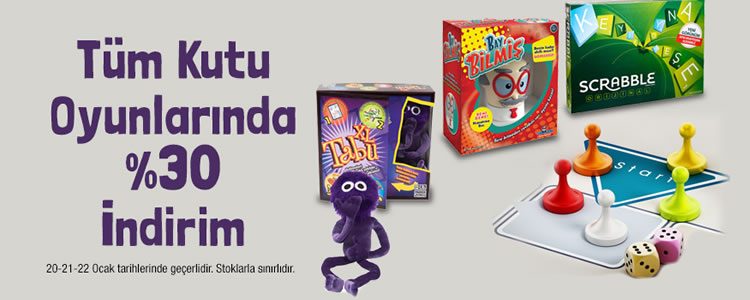Tüm Kutu Oyunlarında %30 İndirim