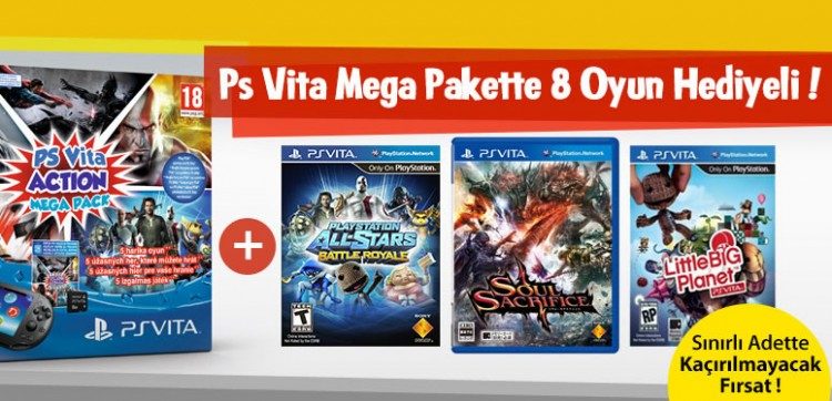 Sony PS Vita Action Mega Pack 8 Oyun Hediyeli!