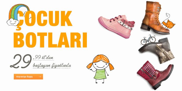 Çocuk Botlarında 29,99 TL'den Başlayan İndirimli Fiyatlar