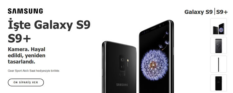 Samsung Galaxy S9 ve S9 + Gear Sport Akıllı Saat Hediyeli!