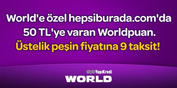 Hepsiburada'dan 50 TL Worlpuan Hediye