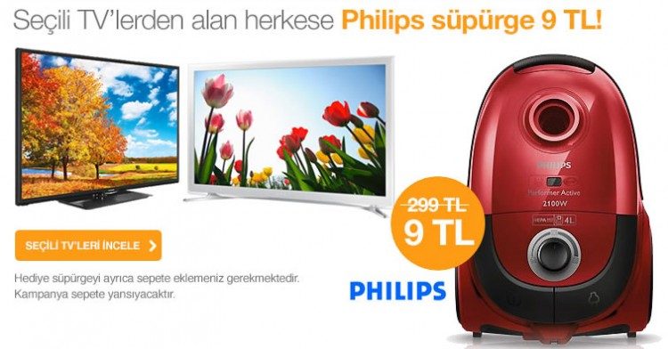 Televizyon alana Philips Hepa filtreli elektrikli süpürge sadece 9 TL