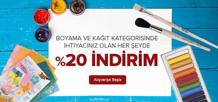 Boyama ve Kağıt Kategorilerinde %20 İndirim