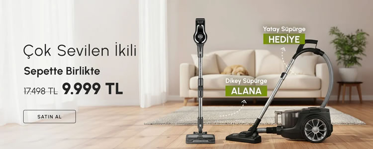 Dikey Süpürge Alana Yatay Süpürge Hediye!