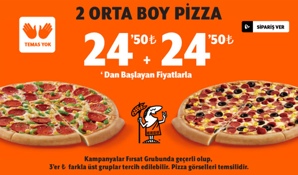 Litttle Ceasars'da İki Orta Boy Klasik Pizza 24,5 TL + 24,5 TL!
