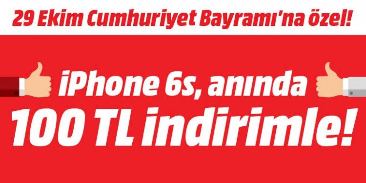Media Markt İndirim Kuponu ile iPhone 6s 100 TL İndirimli