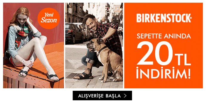 Birkenstock Sezon Ürünleri Sepette 20 TL İndirimli