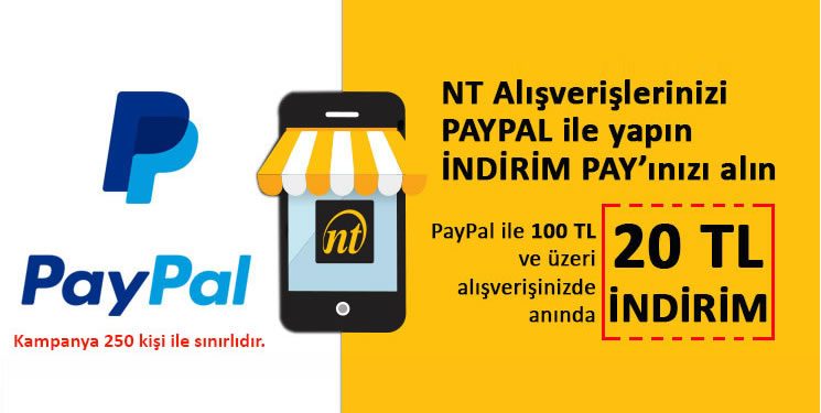 PayPal ile 20 TL Anında İndirim