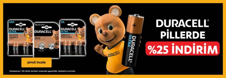 Duracell'de %25 İndirim