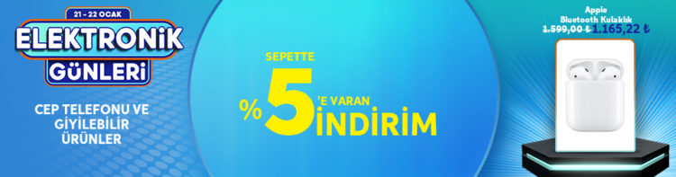 Trendyol Elektronik Ürünlerinde %5'e Varan İndirim