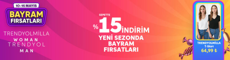 TRENDYOLMİLLA ve TRENDYOLMAN'de %15 İndirim!