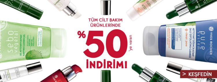 Tüm cilt bakım ürünlerinde %50'ye varan indirim
